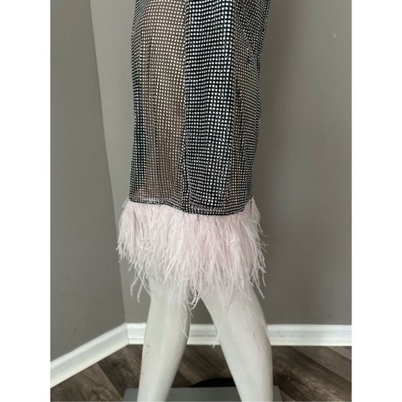 Bronx and Banco Webb Feather-Trim Cocktail Dress US 4 $1200 - Picture 14 of 16